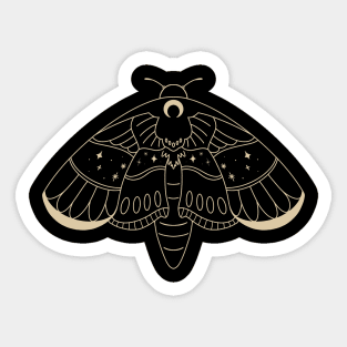 Moth Crescent Moon Boho Sticker